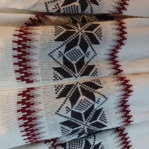 Scandia Woods Zip Sweater, cream, red, black snowflake design - Picture 3 of 7